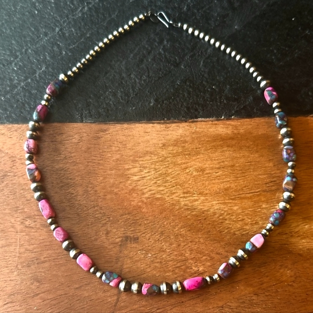 Pink Dream and Silver Beaded Necklace